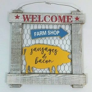 Hanging Welcome Sign Farmhouse Decor Farm Shop Pig Breakfast